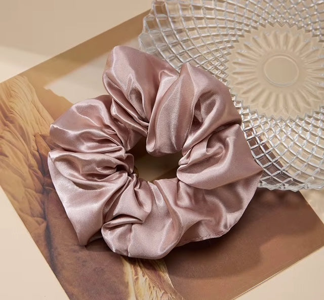 6 Colored Satin Hair Scrunchies