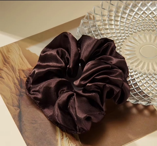 6 Colored Satin Hair Scrunchies