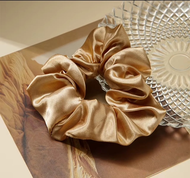 6 Colored Satin Hair Scrunchies