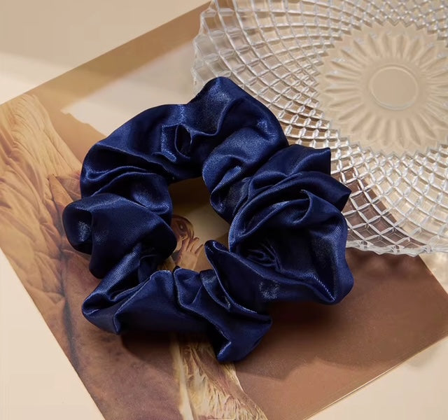 6 Colored Satin Hair Scrunchies